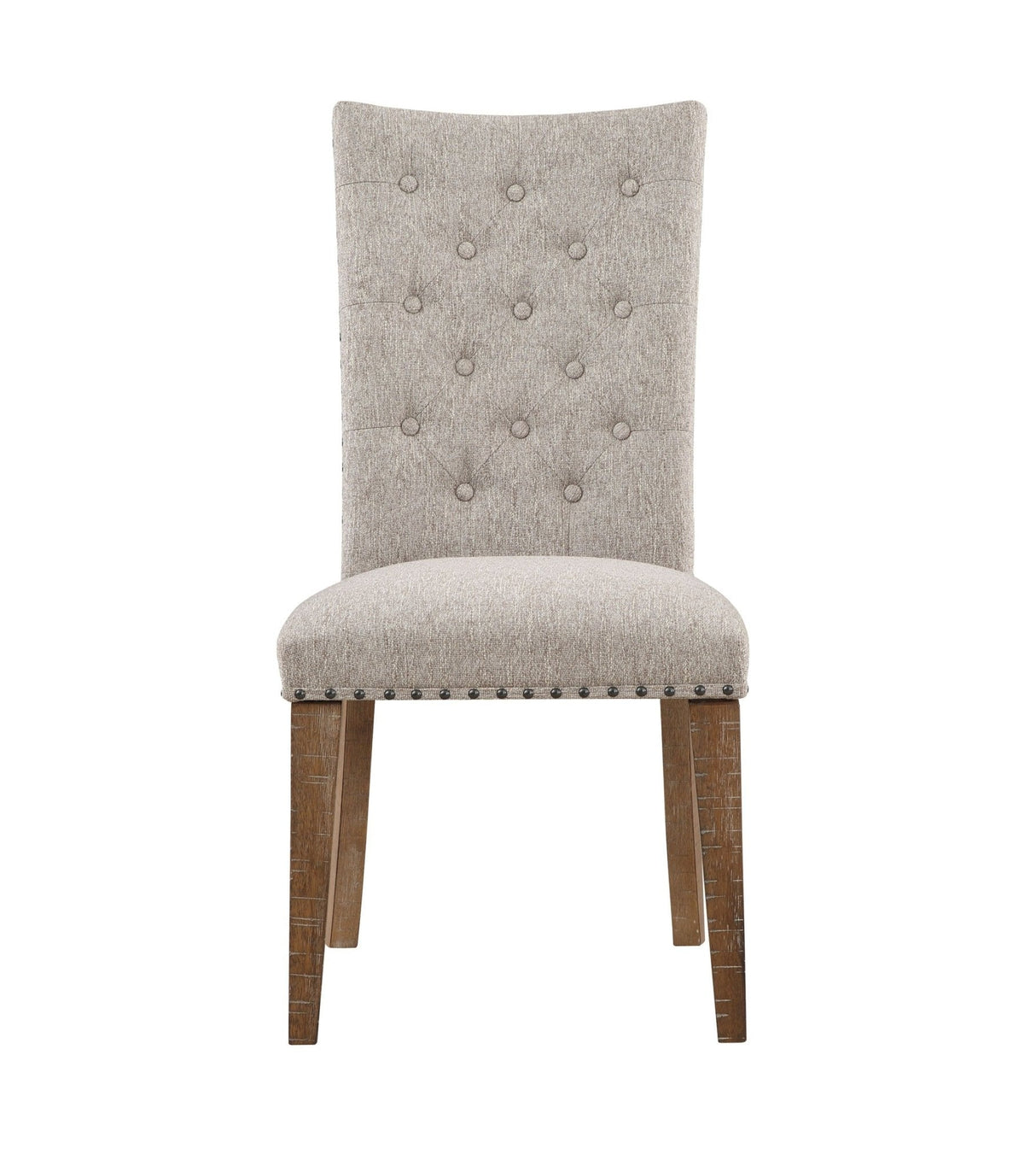 Button Tufted Upholstered Side Chair with Nailhead Trim and Solid Back, Set of 2 - Accent Chairs