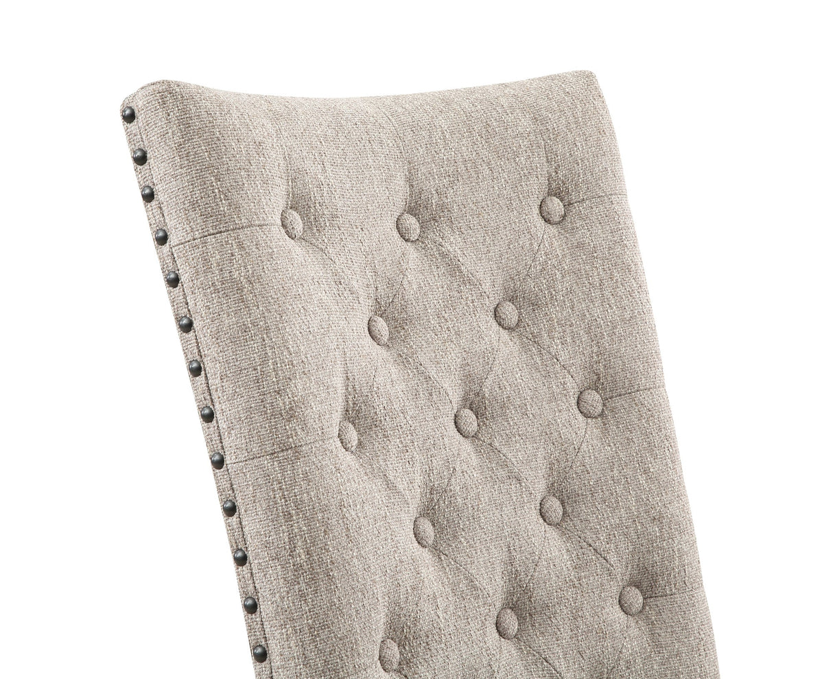 Button Tufted Upholstered Side Chair with Nailhead Trim and Solid Back, Set of 2 - Accent Chairs