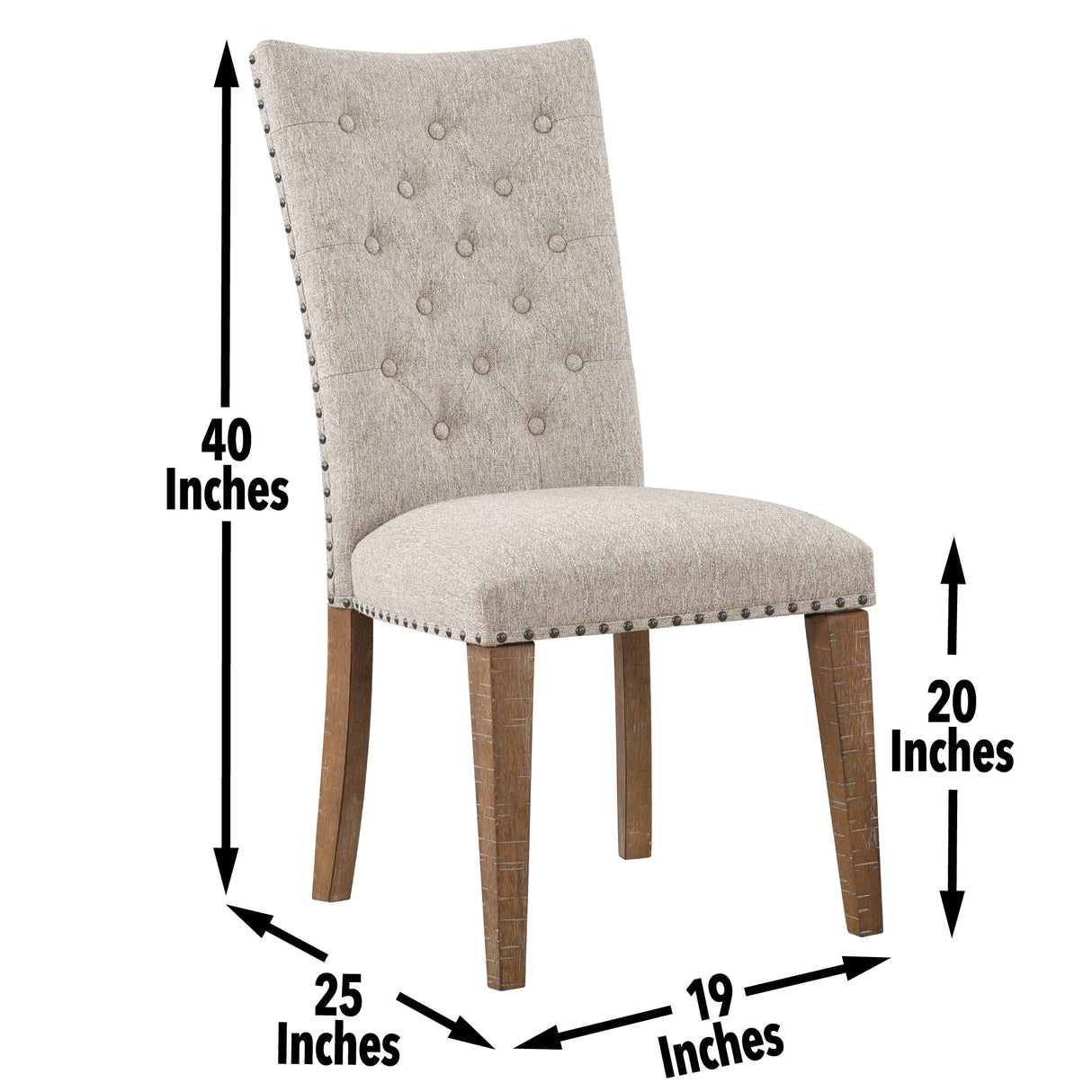 Button Tufted Upholstered Side Chair with Nailhead Trim and Solid Back, Set of 2 - Accent Chairs