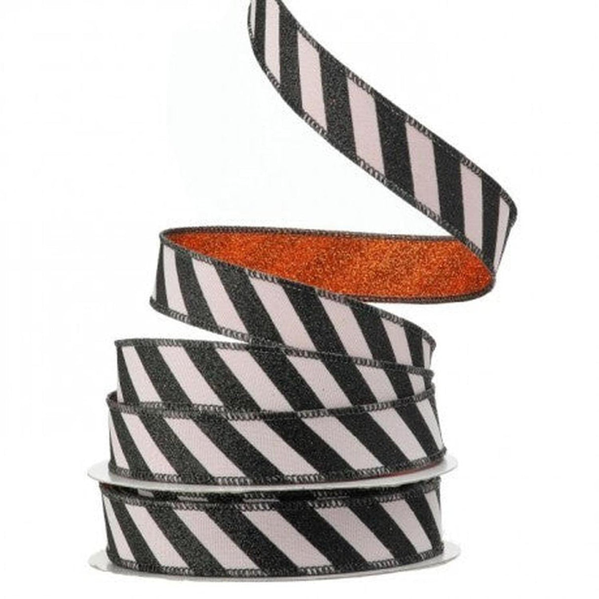 1" Glitter Stripe Ribbon: Orange (10 Yards)