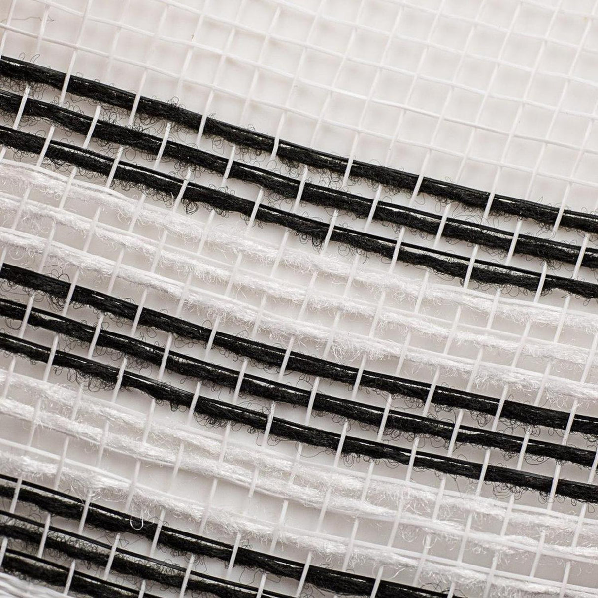 10" Border Stripe Faux Jute Mesh Ribbon: White/Black (10 Yards)