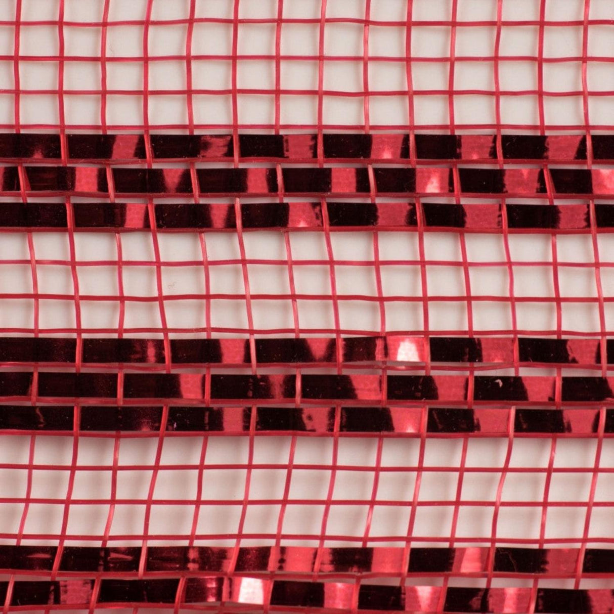 10" Border Stripe Metallic Mesh Ribbon: Red (10 Yards)
