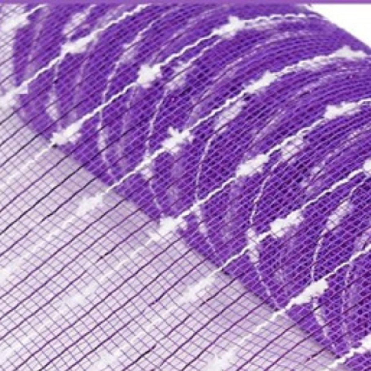 10" Cotton Ball Deco Mesh Ribbon: Purple (10 Yards)