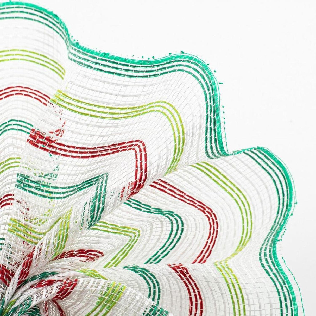 10" Faux Jute Stripe Mesh Ribbon: White, Red, Green (10 Yards)