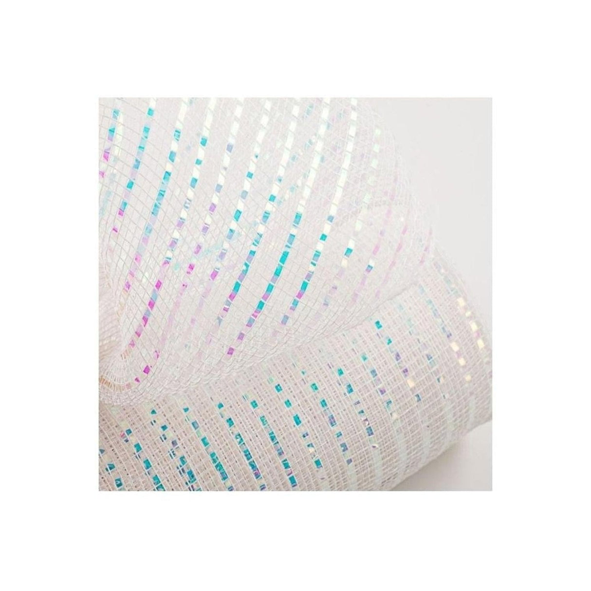 10" Iridescent Foil Mesh Ribbon: White (10 Yards)