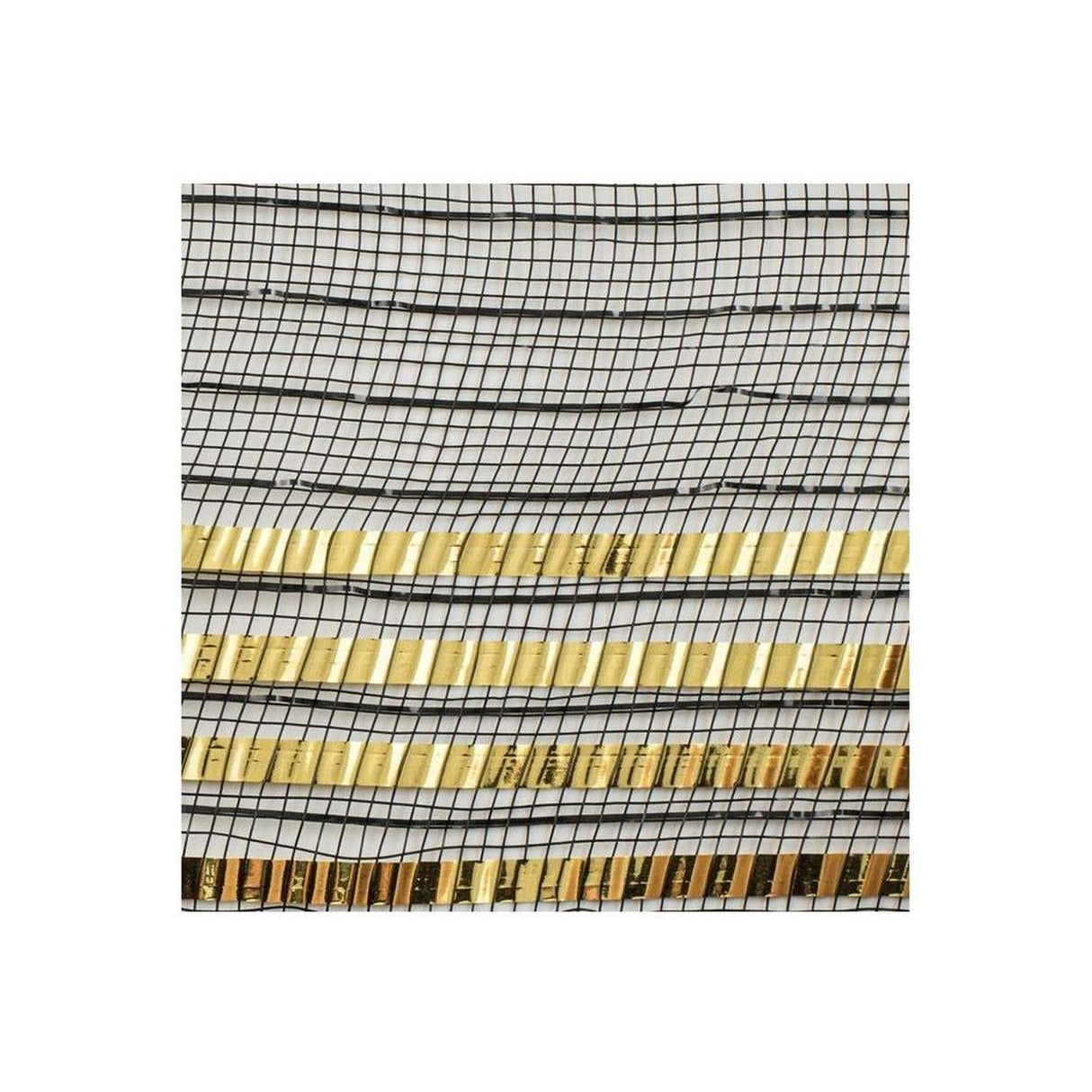 10" Metallic Foil Border Mesh Ribbon: Black/Gold (10 Yards)
