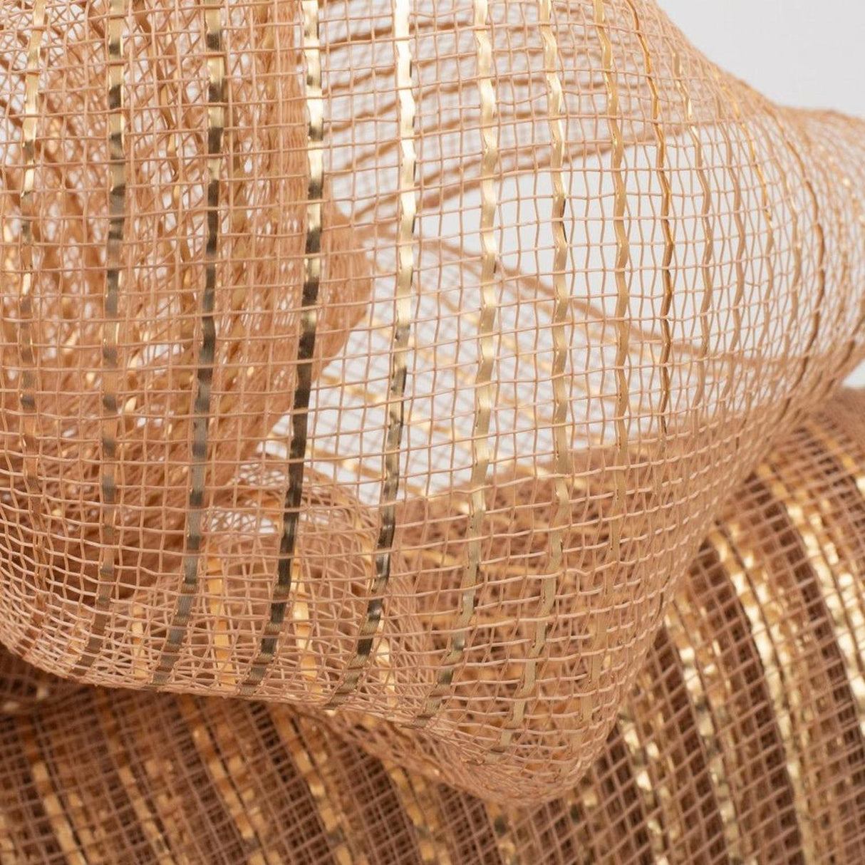 10" Poly Deco Mesh Ribbon: Matte Champagne Wide Foil (10 Yards)