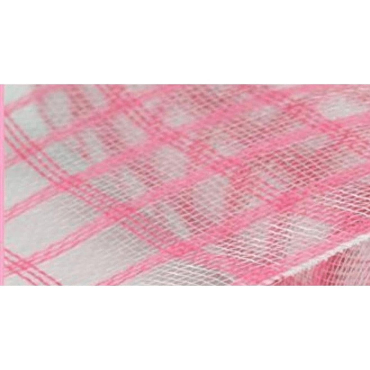 10" Poly Jute Deco Mesh Ribbon: Dark Pink & Clear Check