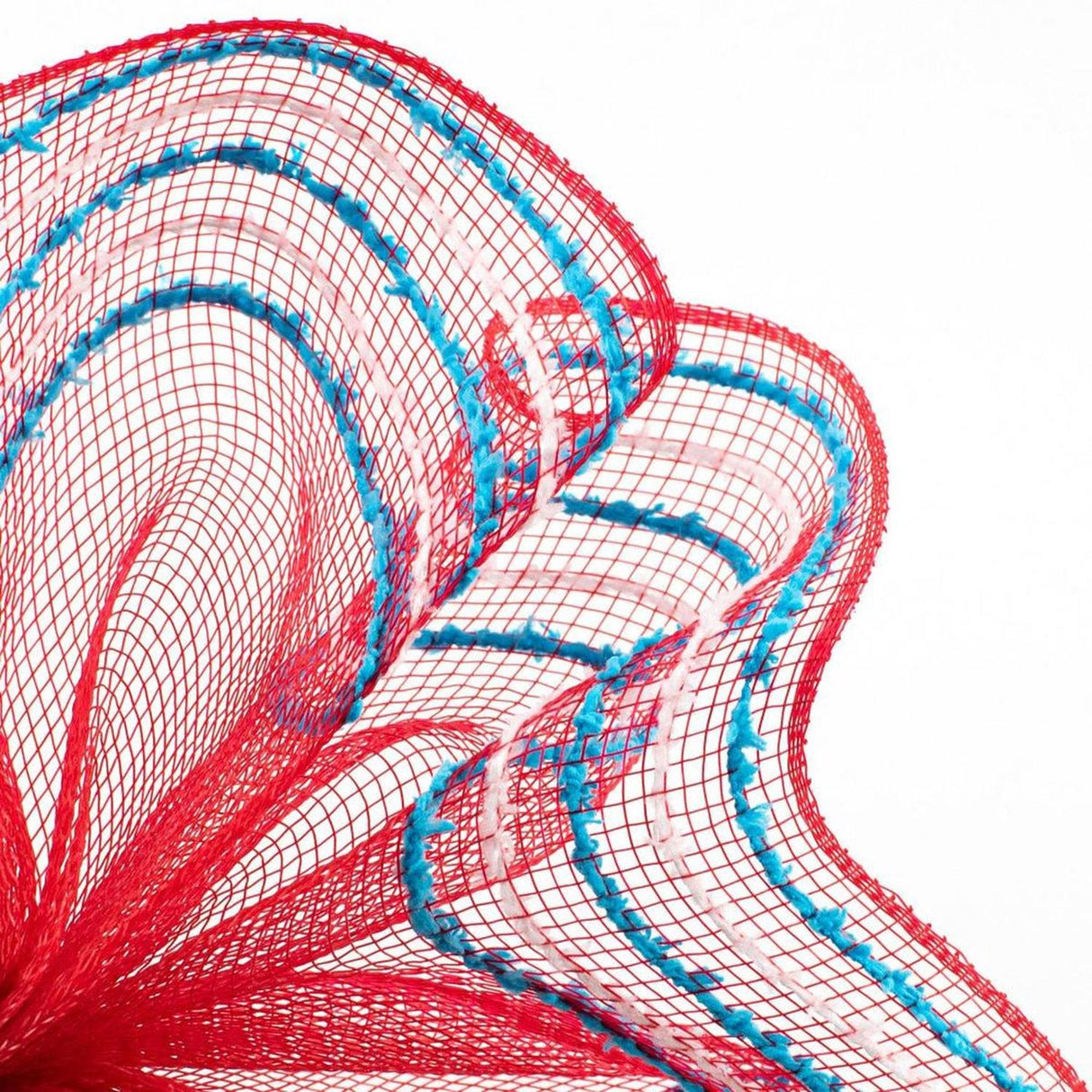 10.5" Drift Border Mesh Ribbon: Red/Turquoise (10 Yards)