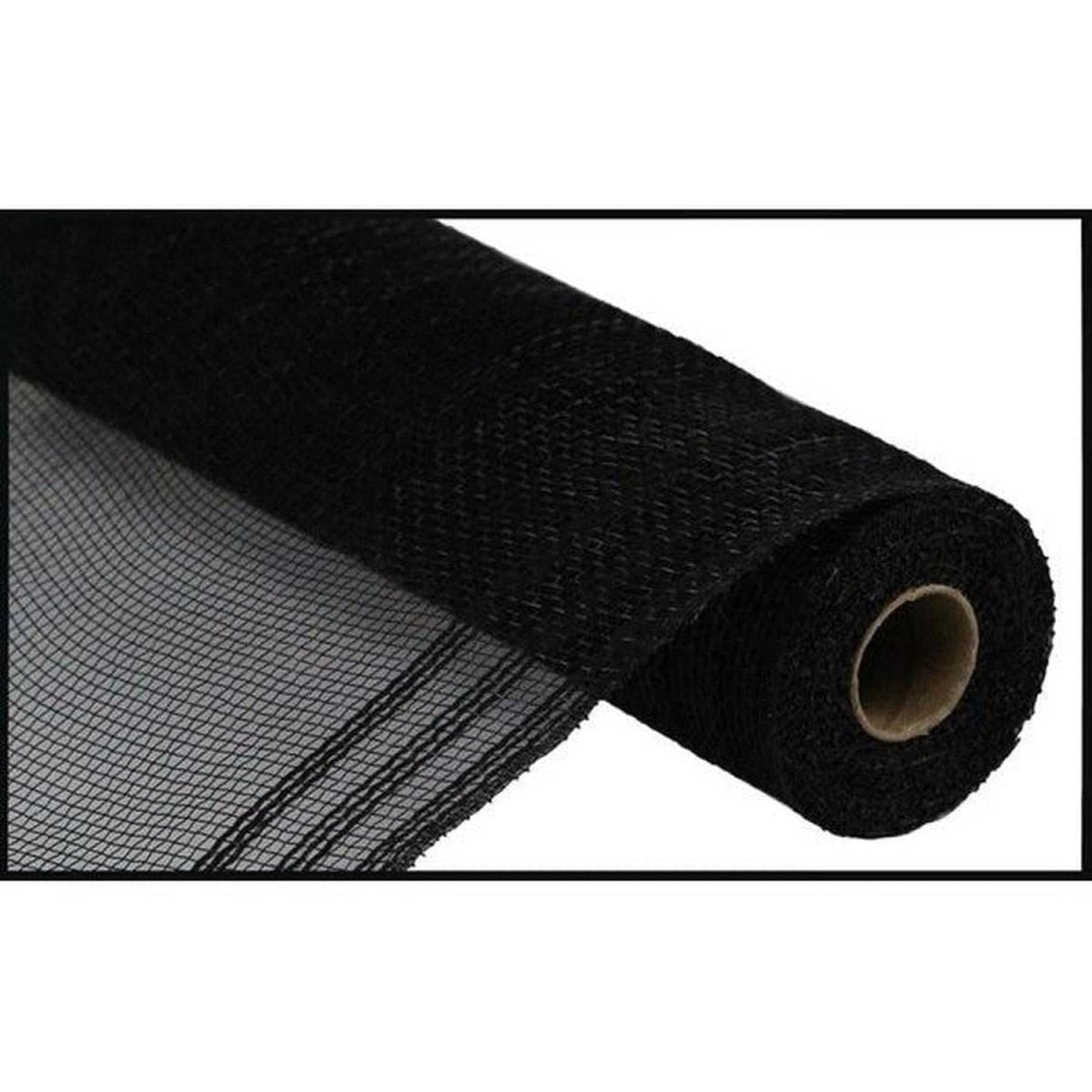 10.5" Faux Jute Border Stripe Mesh Ribbon: Black (10 Yards)