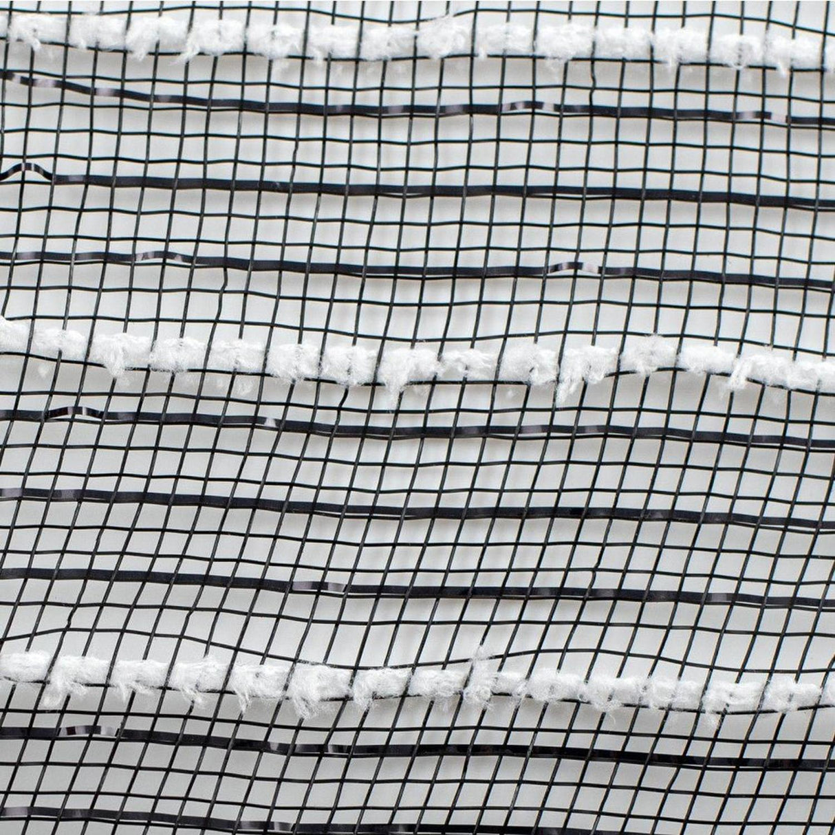 10.5" Metallic Cotton Ball Mesh Ribbon: Black/White (10 Yards)