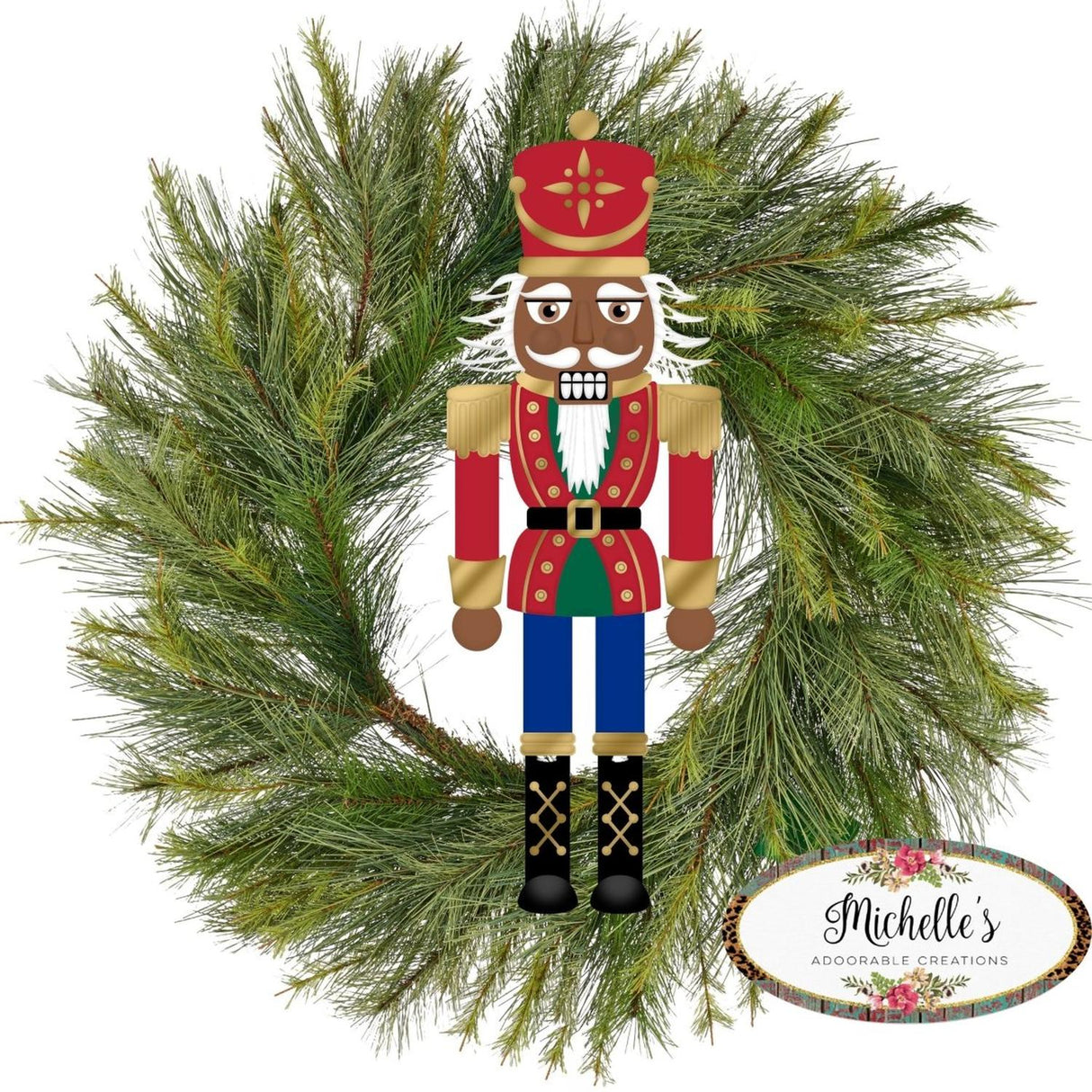 12" Metal Embossed Hanger: Dark Skin Nutcracker