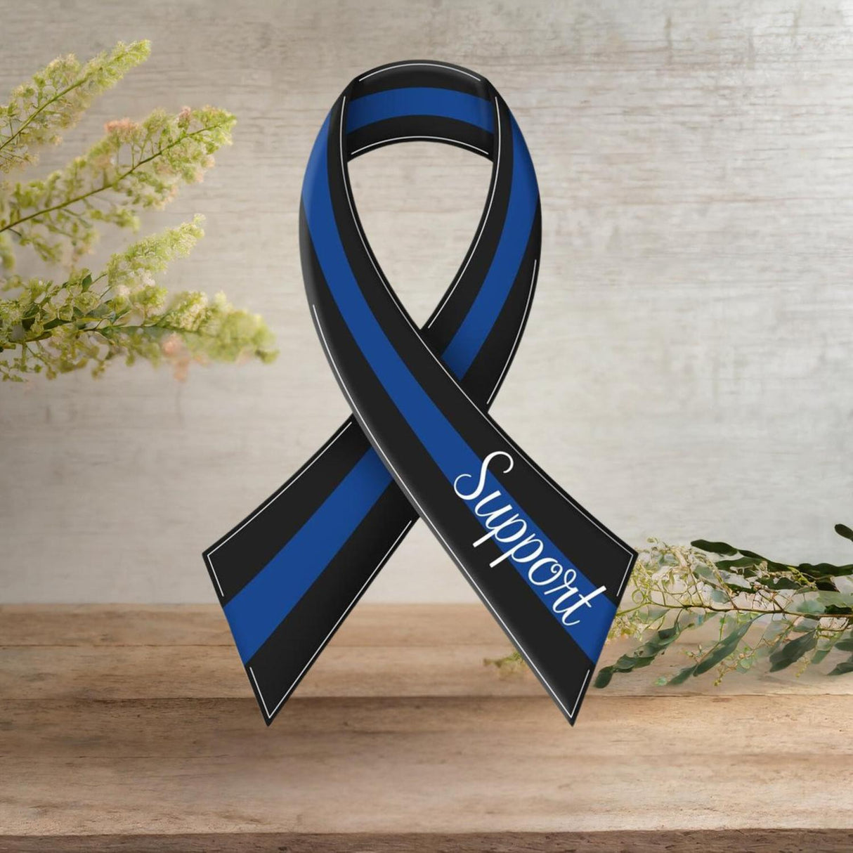 12" Metal Embossed Sign: Law Enforcement Support Ribbon