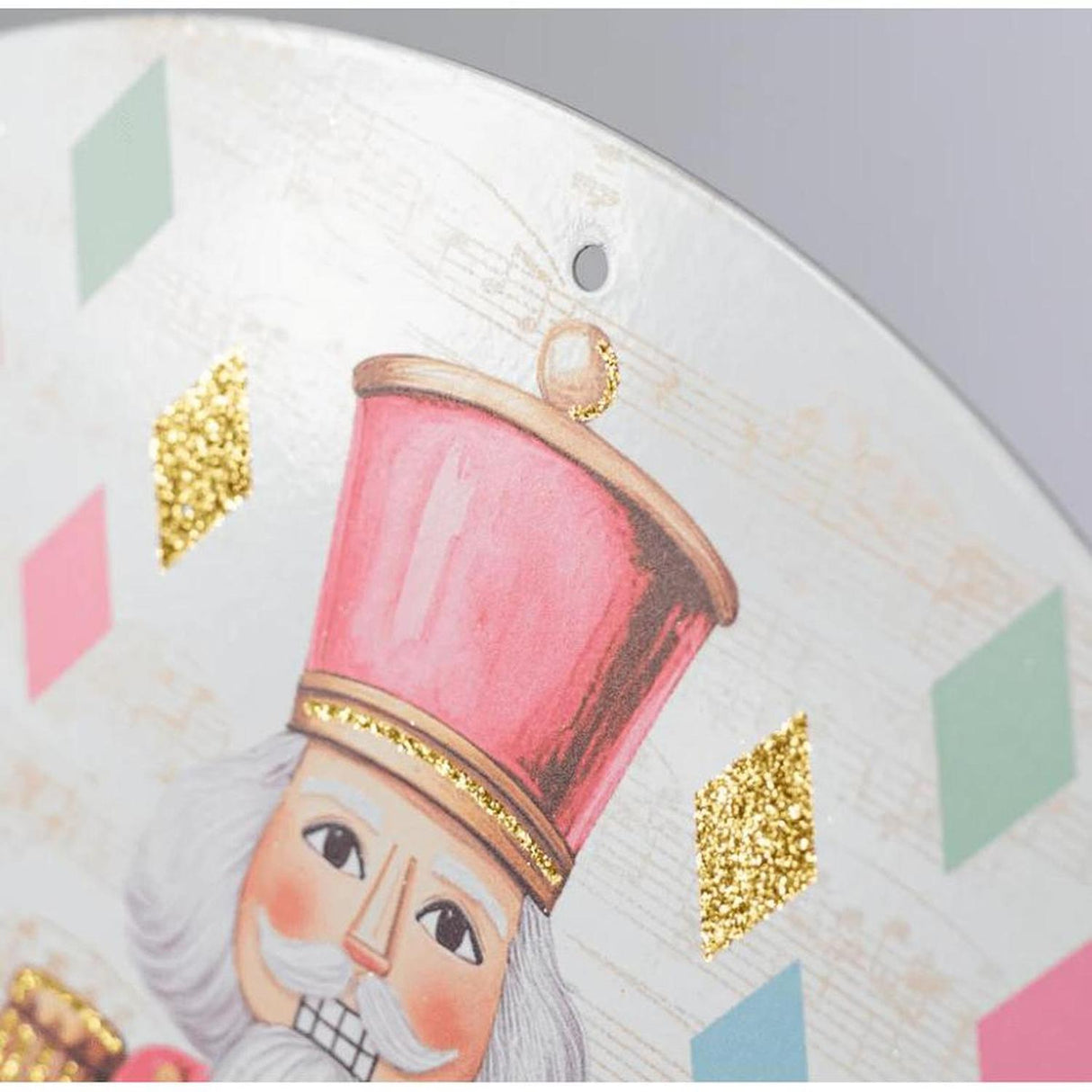 12" Metal Round Sign: Glitter Pastel Nutcracker