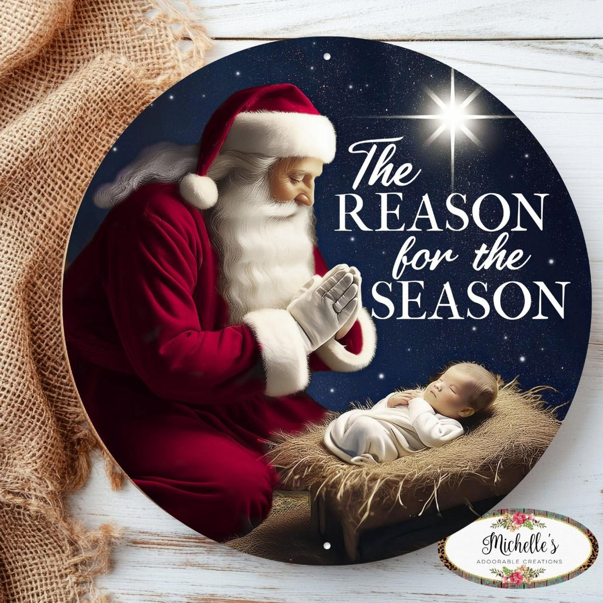 12" Metal Round Sign: Reason For The Season