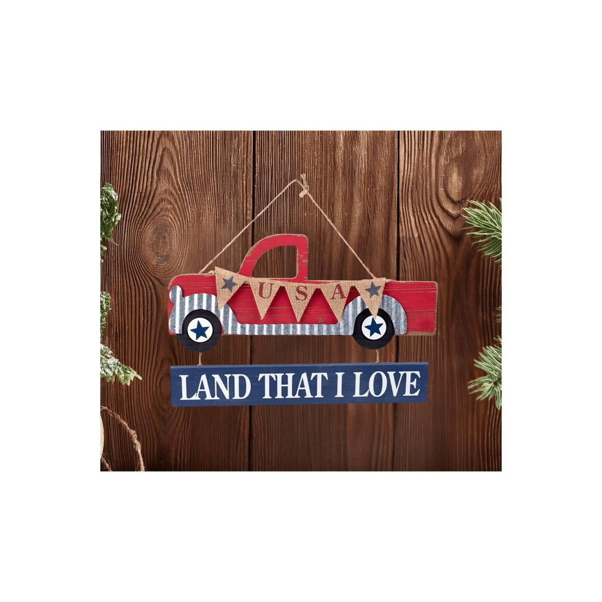 14" Wooden Patriotic Truck: Land That I Love