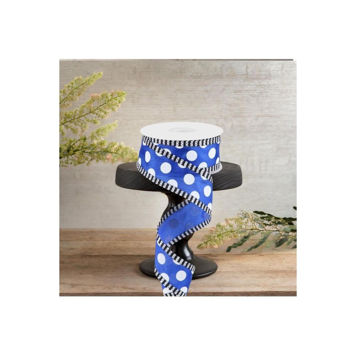 1.5" Large Polka Dot Stripe Ribbon: Royal Blue (10 Yards)
