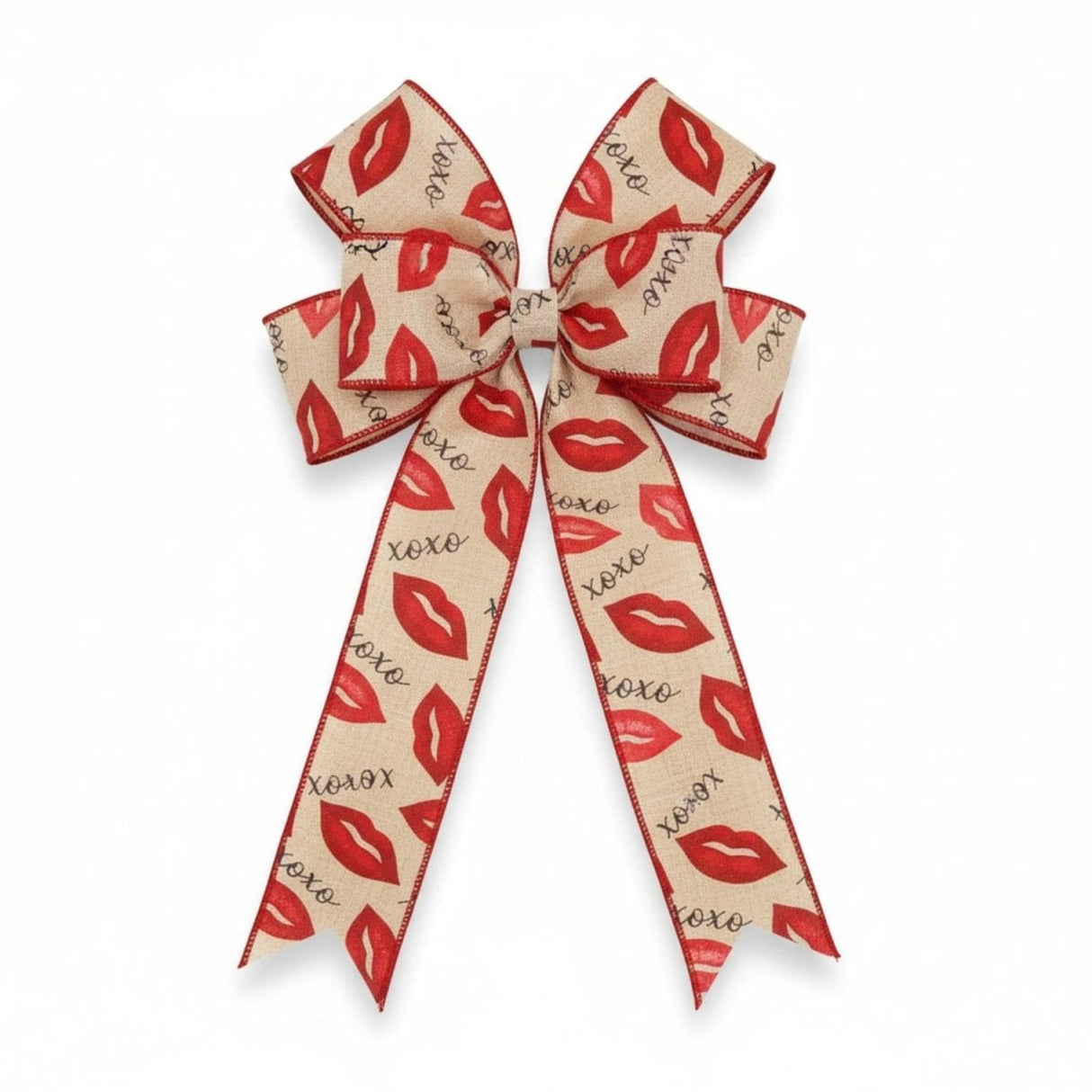 1.5" Lips XOXO Burlap Ribbon: Natural (10 Yard)