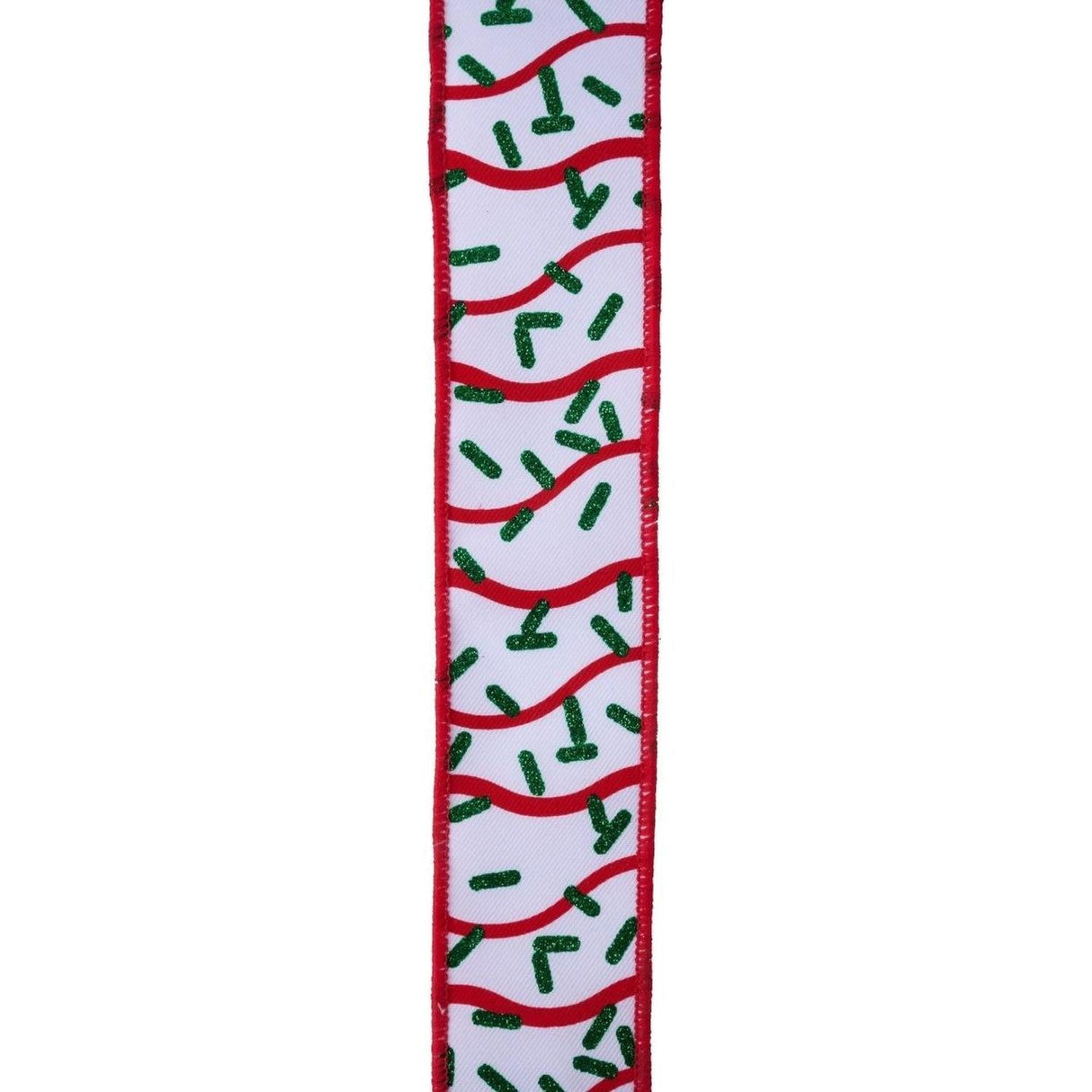 1.5" Wavy Stripe Glitter Sprinkle Ribbon: White (10 Yards)