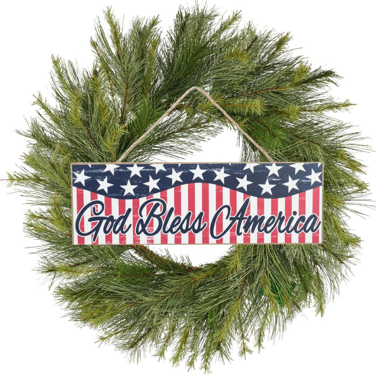 15" Wooden Sign: God Bless America (White)