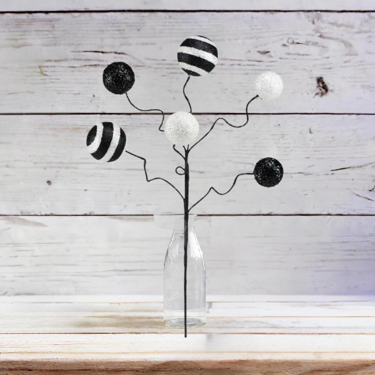 17" Glitter Ball Pick: Black & White
