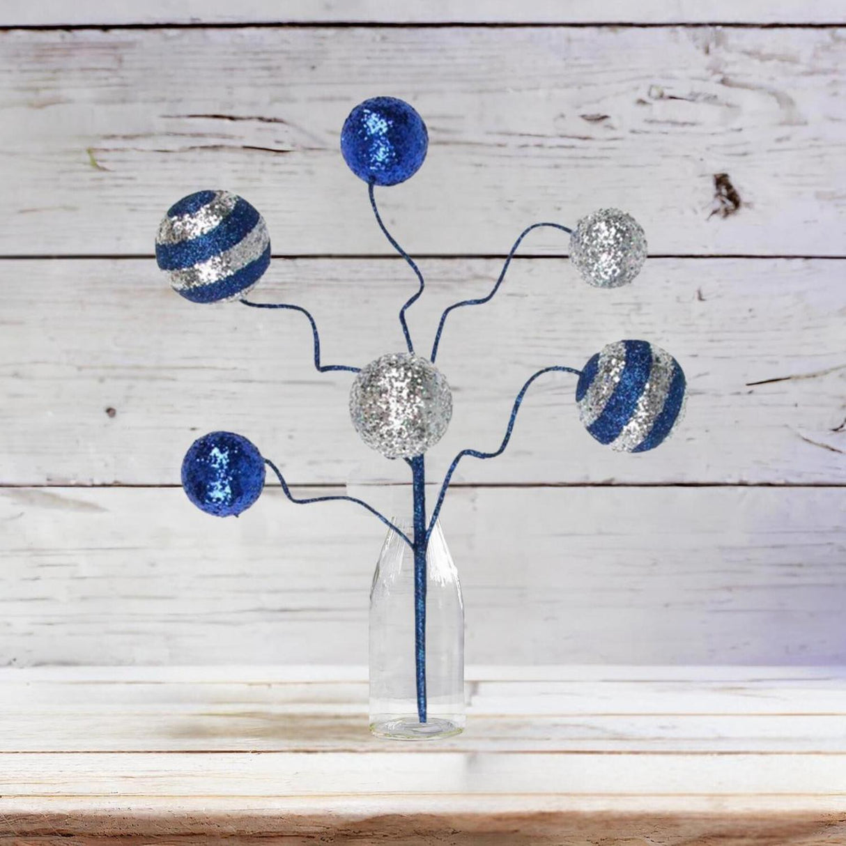 17" Glitter Ball Pick: Navy Blue & Silver