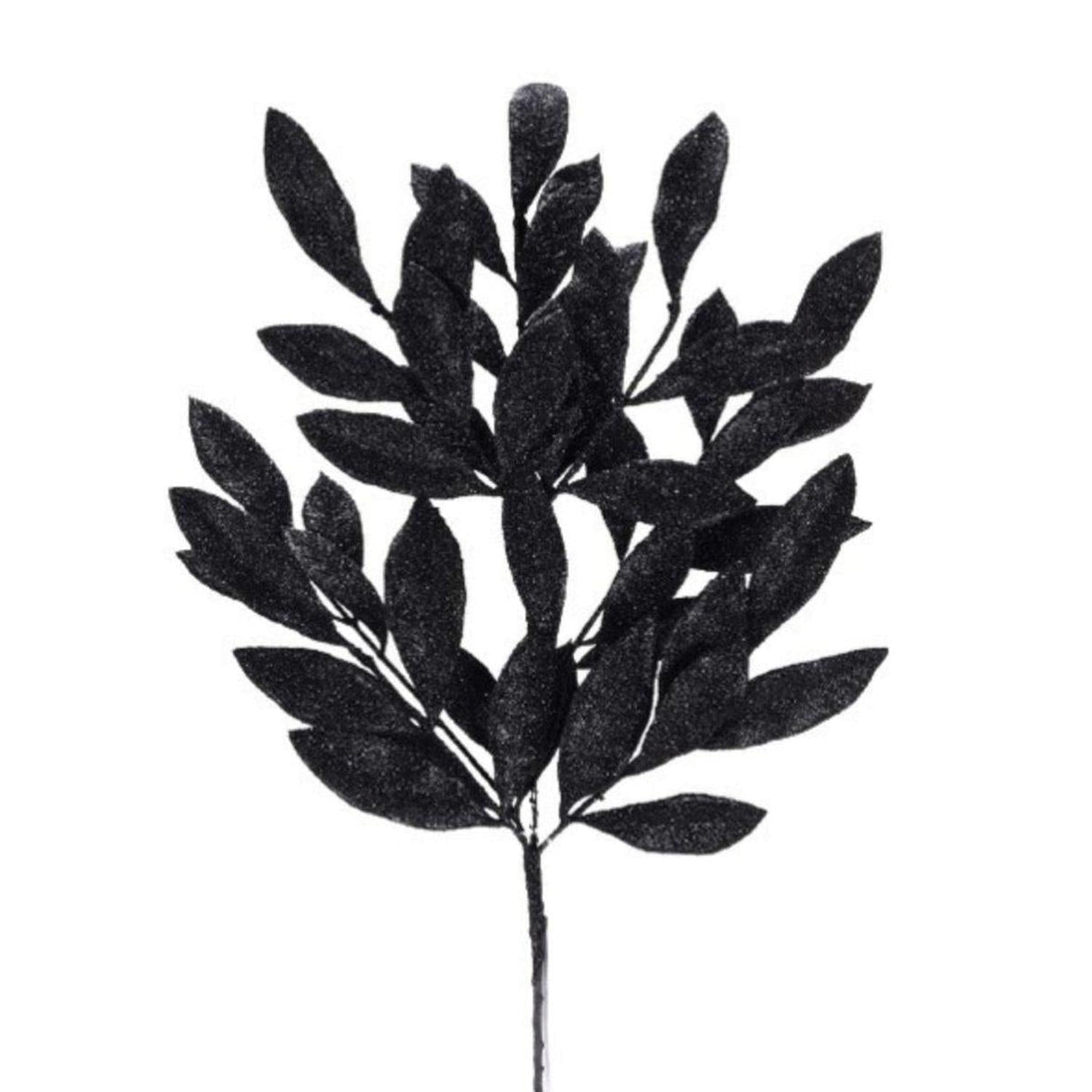 23" Bay Leaf Glitter Spray: Black