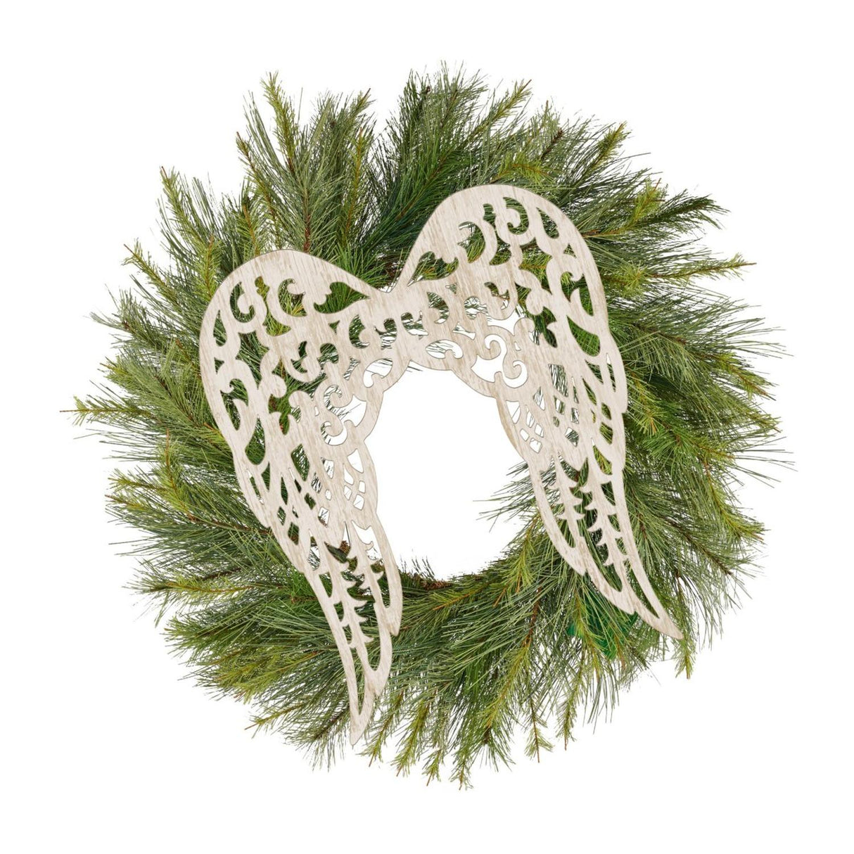 24" Metal Filigree Angel Wings: Antique Cream