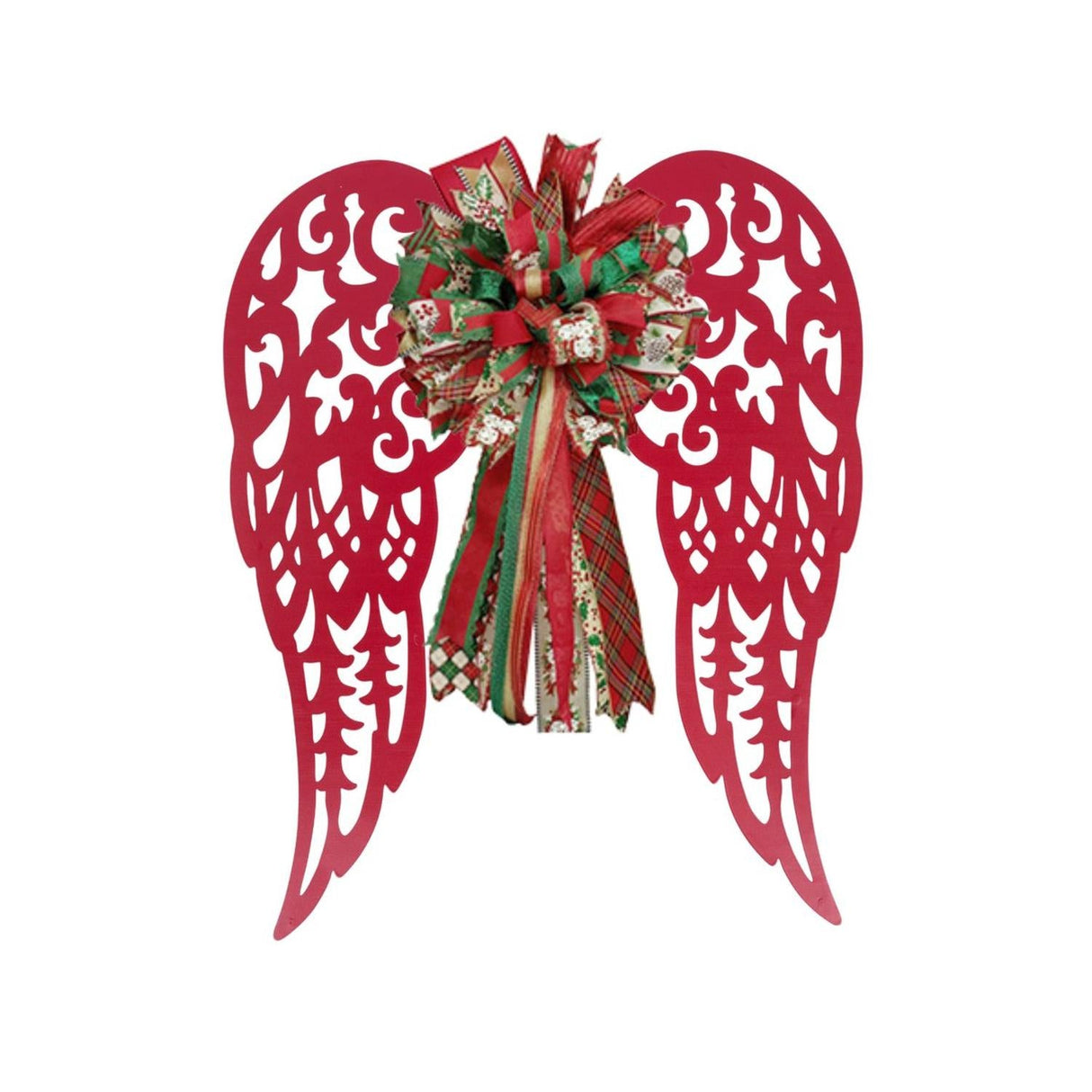 24" Metal Filigree Angel Wings: Red