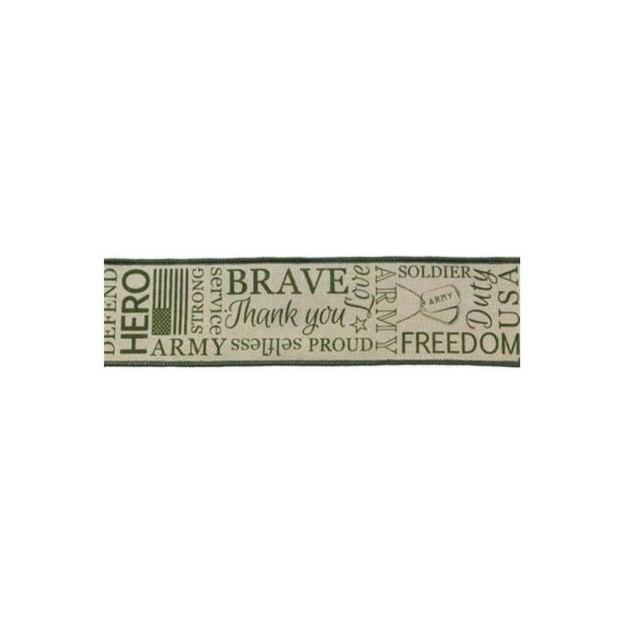 2.5" Army Ribbon: Army Green & Natural (10 Yards)