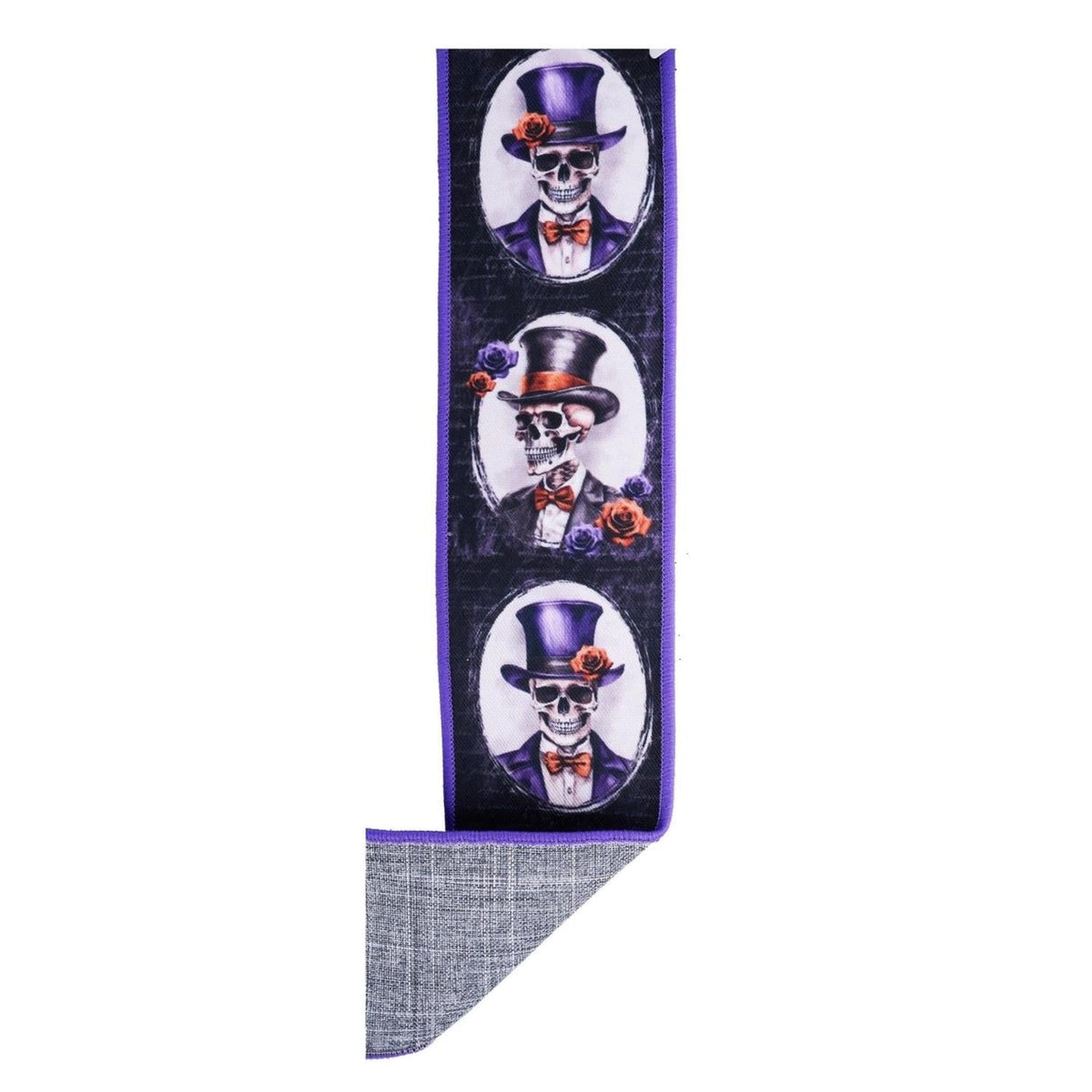 2.5" D'Lux Skeleton Portraits Fused Ribbon: Purple (10 Yards)