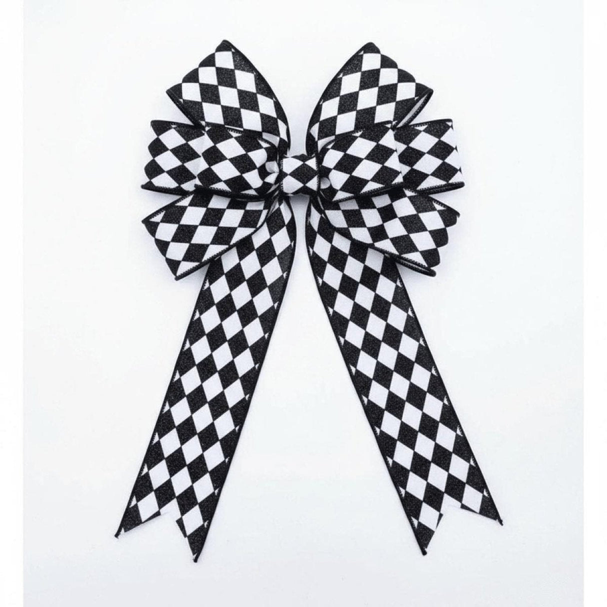 2.5" Glitter Jester Diamond Ribbon: Black & White (10 Yards)