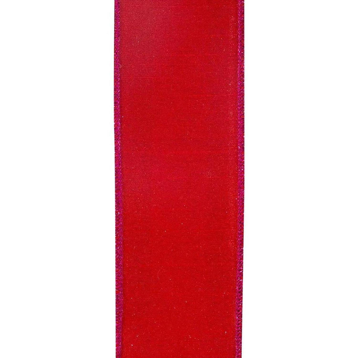 2.5" Glitter Stripe Dupioni Ribbon: Red/Fuchsia (5 Yards)