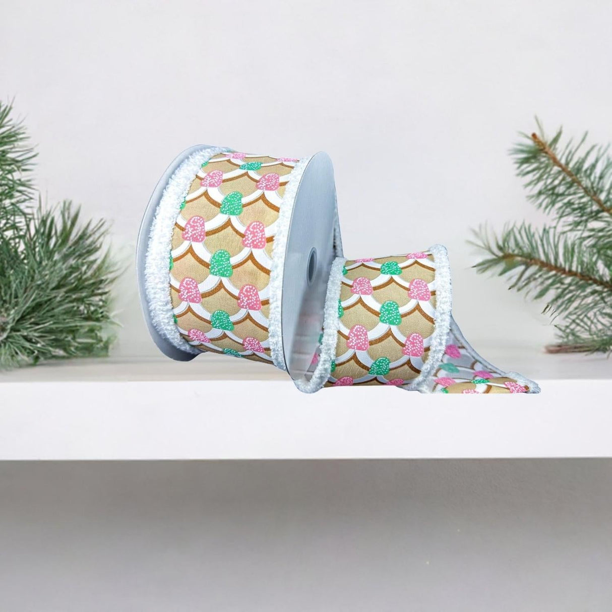 2.5" Gumdrop Gingerbread Roof Drift Ribbon: Pastel (10 Yards)