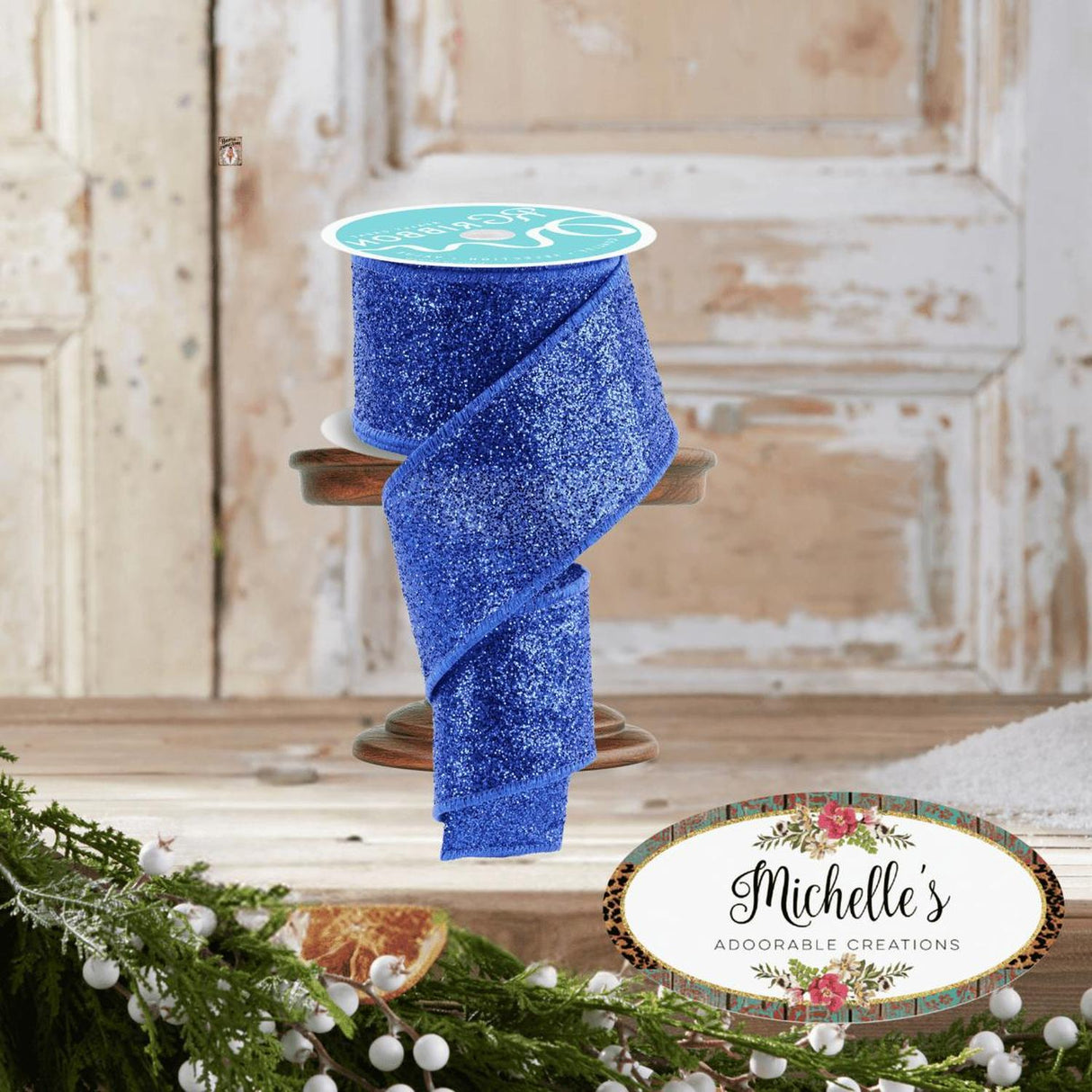 2.5" Laser Glitter Ribbon: Royal Blue (10 Yards)