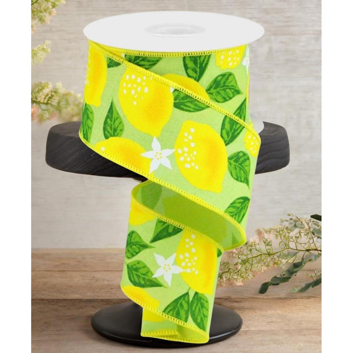 2.5" Lemon On Royal Ribbon: Green (10 Yards)