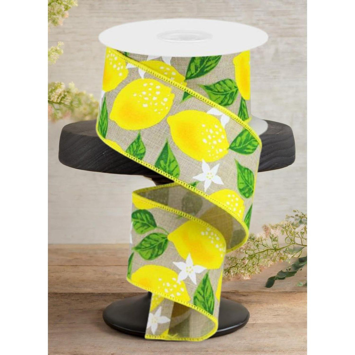 2.5" Lemon On Royal Ribbon: Natural (10 Yards)