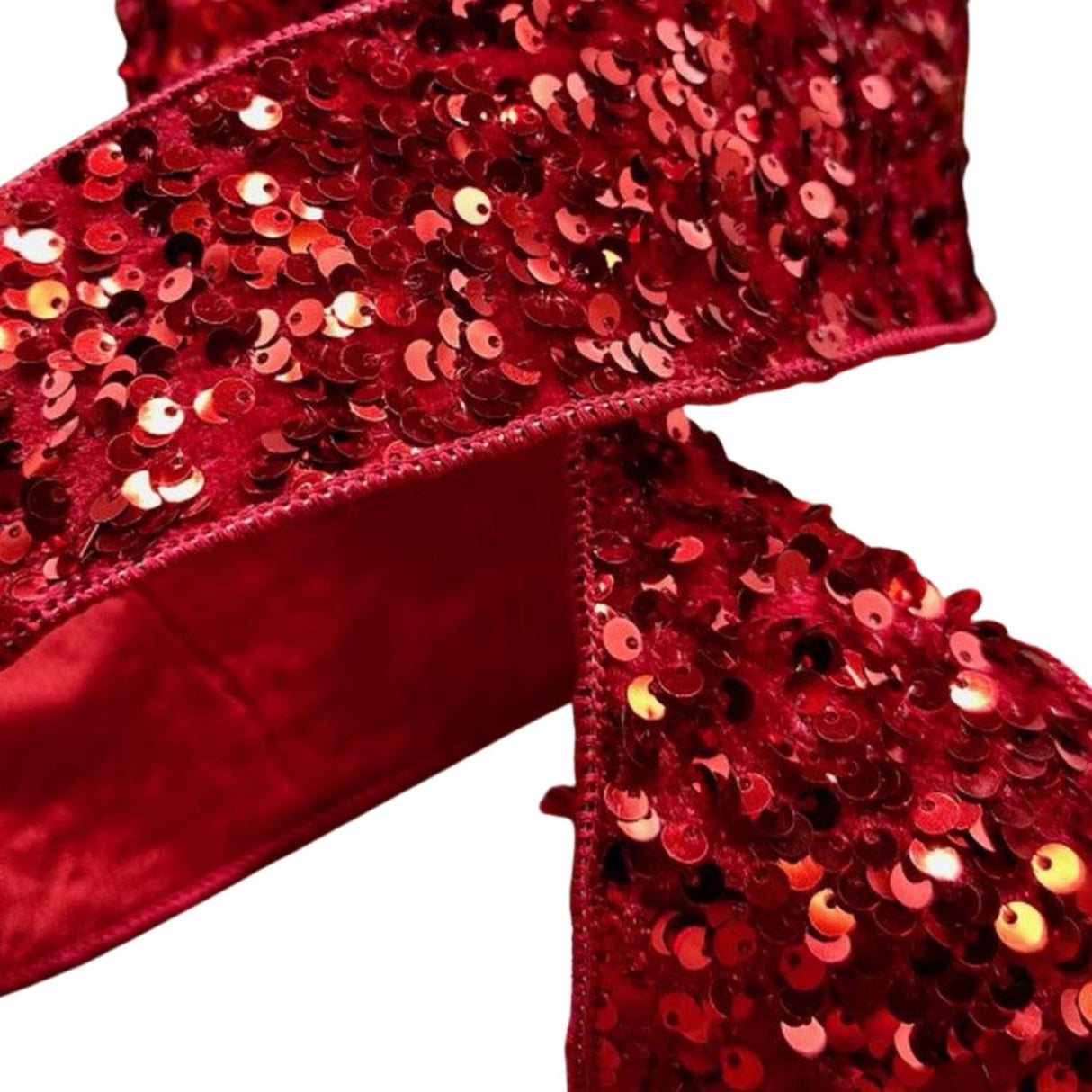 2.5" Metallic Sequin Ribbon: Red (10 Yards)