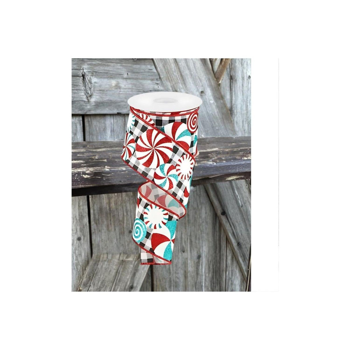 2.5" Peppermint Gingham Royal Ribbon: Black/White (10 Yards)