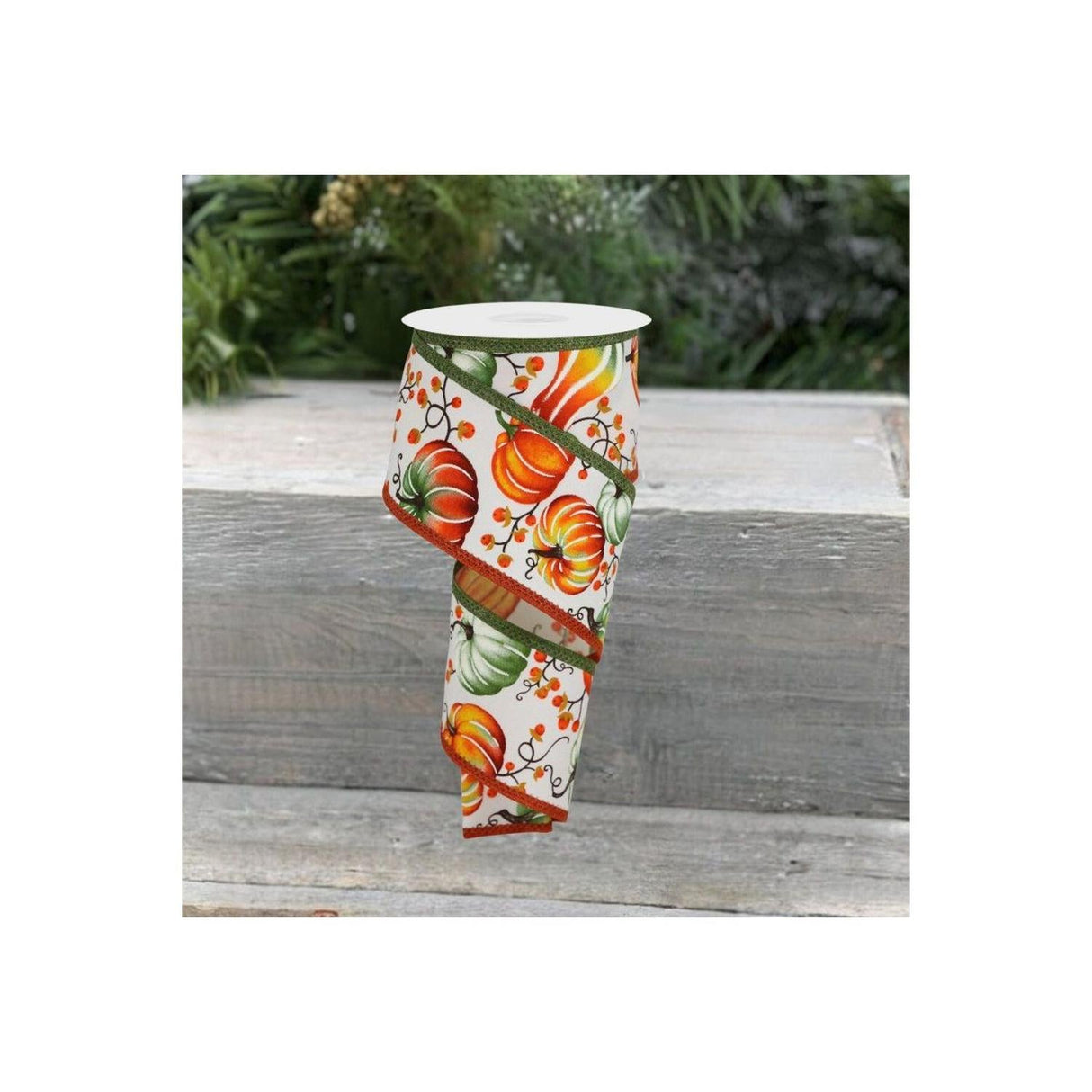 2.5" Pumpkins Bittersweet Ribbon: Moss Green (10 Yards)