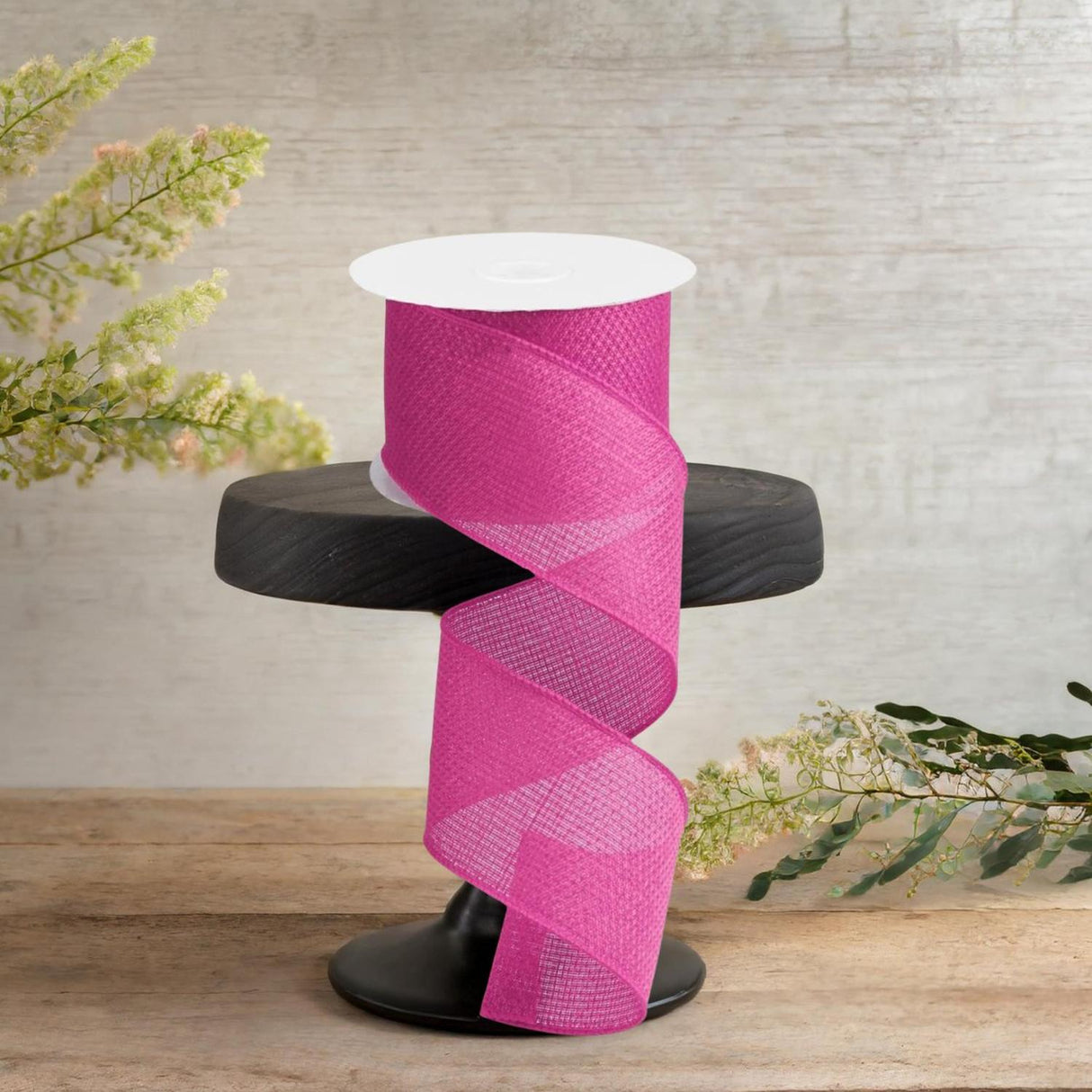2.5" Royal Faux Burlap Ribbon: Hot Pink (10 Yards)