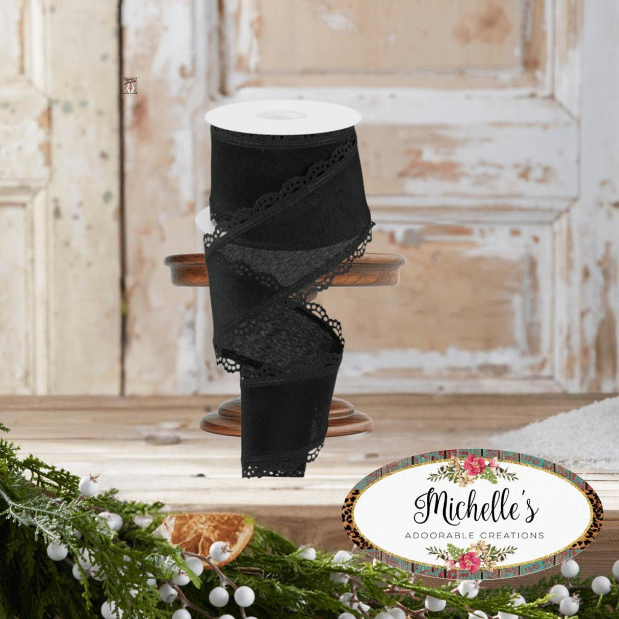 2.5" Scalloped Edge Ribbon: Black (10 Yard)
