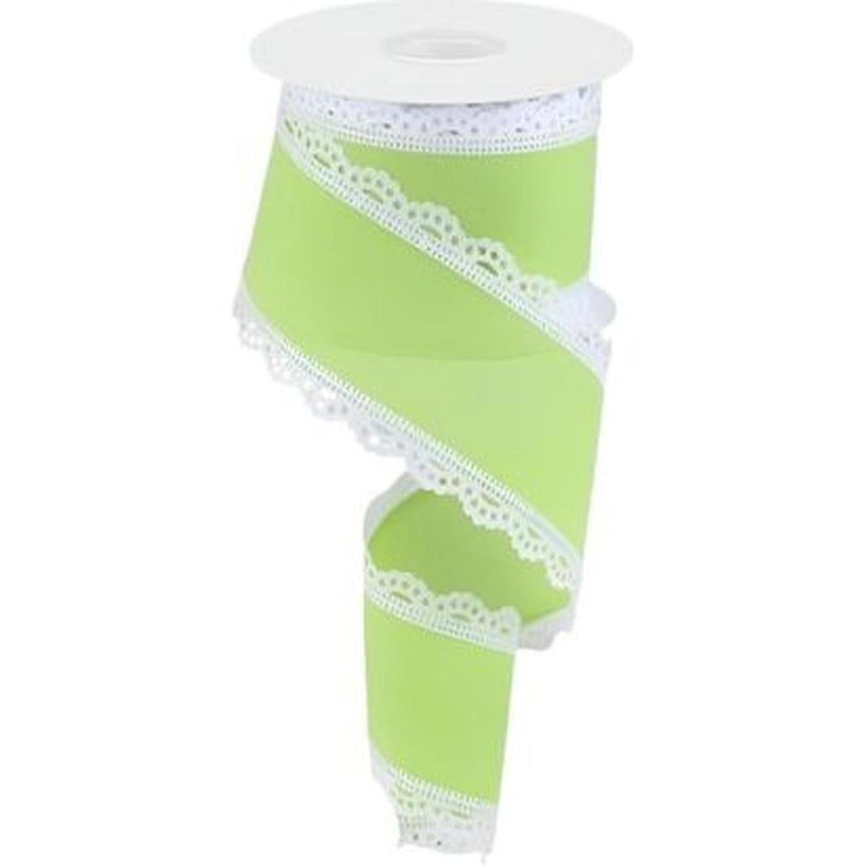 2.5" Scalloped Edge Ribbon: Lime Green (10 Yard)