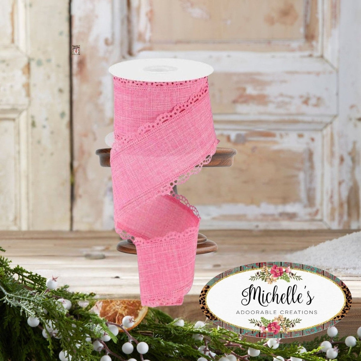 2.5" Scalloped Edge Ribbon: Pink (10 Yard)