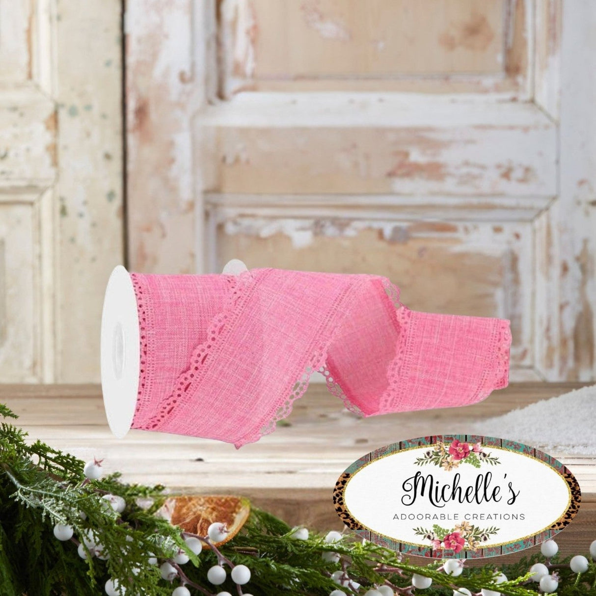 2.5" Scalloped Edge Ribbon: Pink (10 Yard)