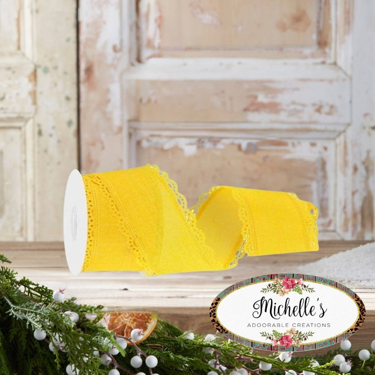 2.5" Scalloped Edge Ribbon: Sun Yellow