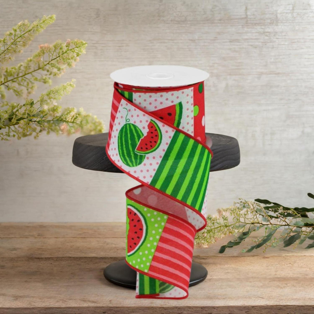 2.5" Watermelon Block Royal Ribbon: White (10 Yards)