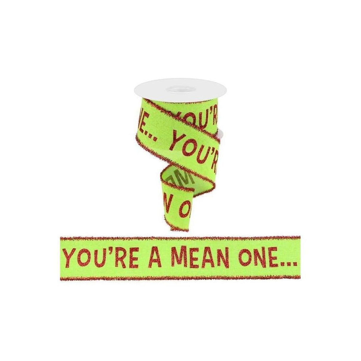 2.5" Your A Mean One Royal Tinsel Ribbon: Lime Green (10 Yards)