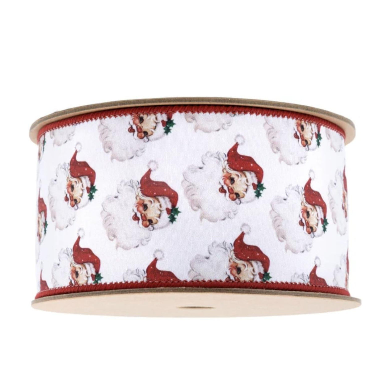 2.5in Vintage Santa Face Ribbon: Red (10 Yards)
