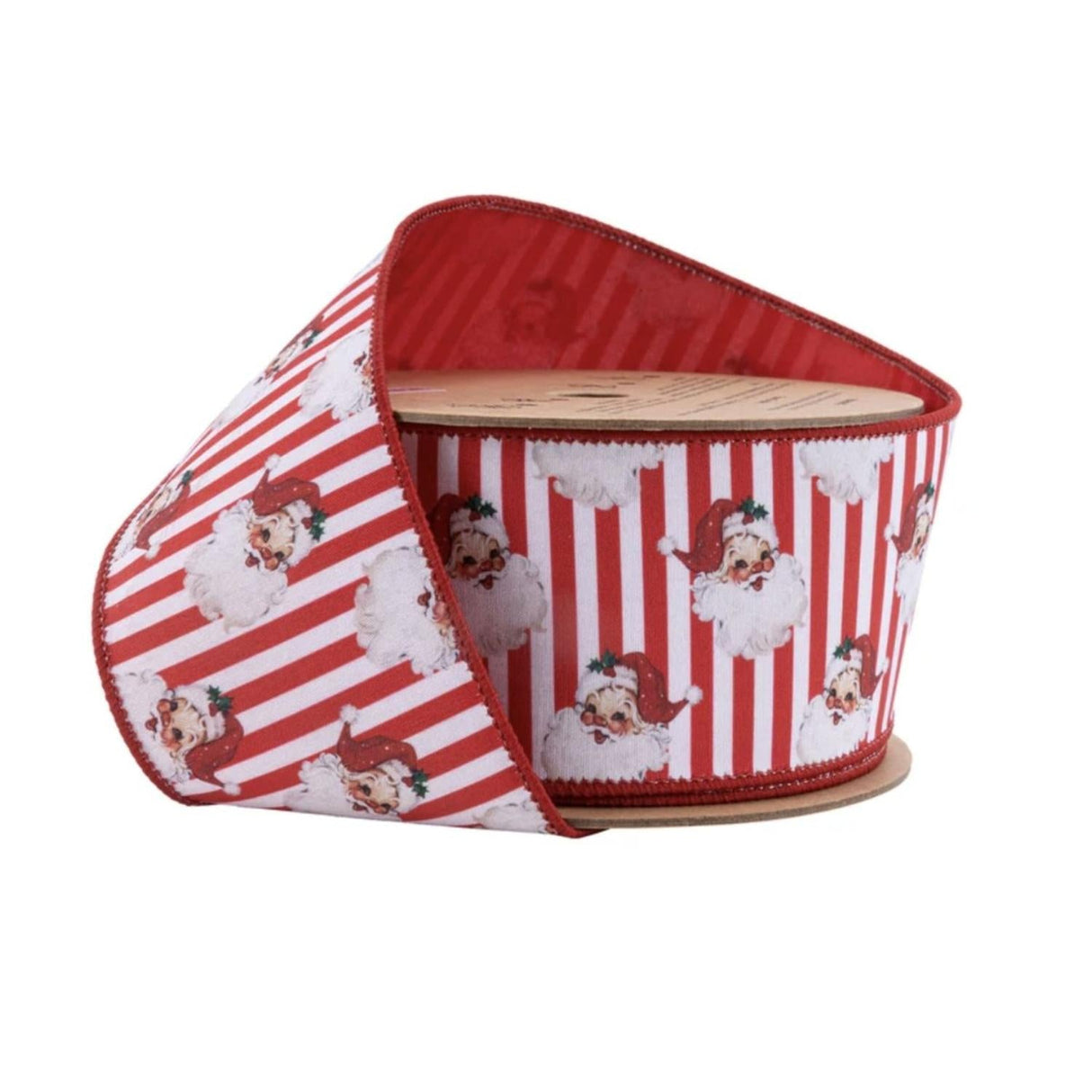 2.5in Vintage Santa Striped Ribbon: Red/White (10 Yards)
